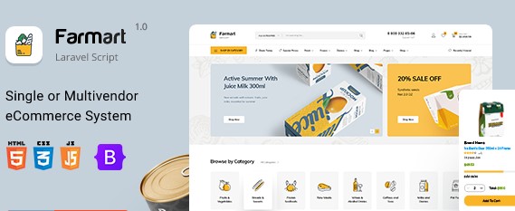 Farmart - Single or Multivendor Laravel eCommerce System